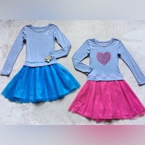 Mignone Tulle Tutu Dresses, Size 5/6, Long Sleeves, Gray & Pink, Blue, Star, NEW